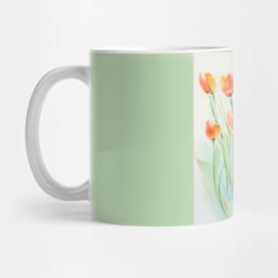 Bunch of Tulips in Watercolor Mug